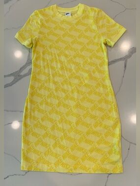Nike Yellow All-Over Logo Tee Dress